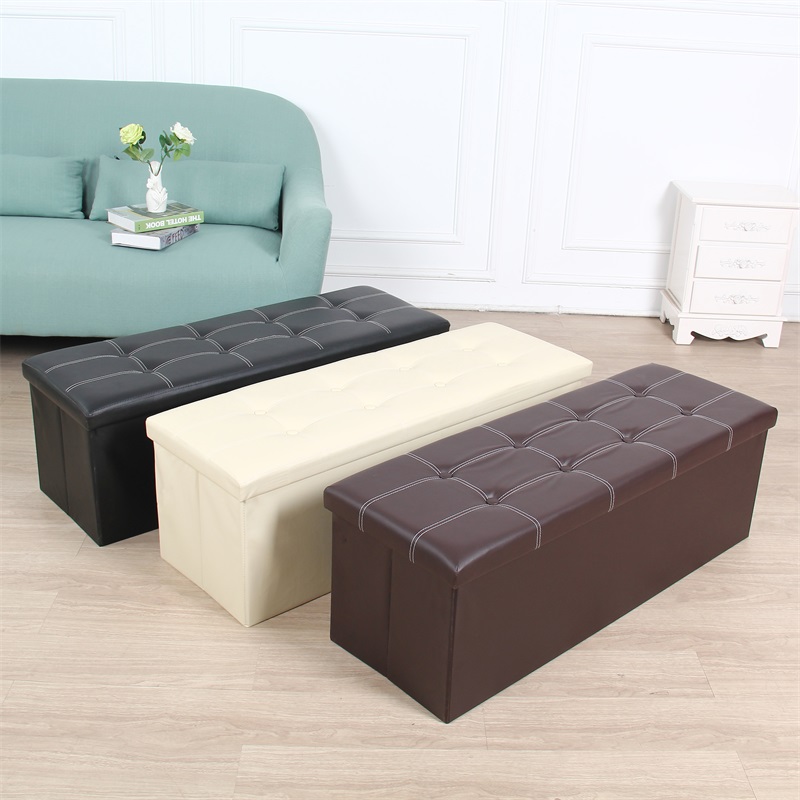 Double needle 110*38*38 faux leather storage ottoman and new ottoman bench storage