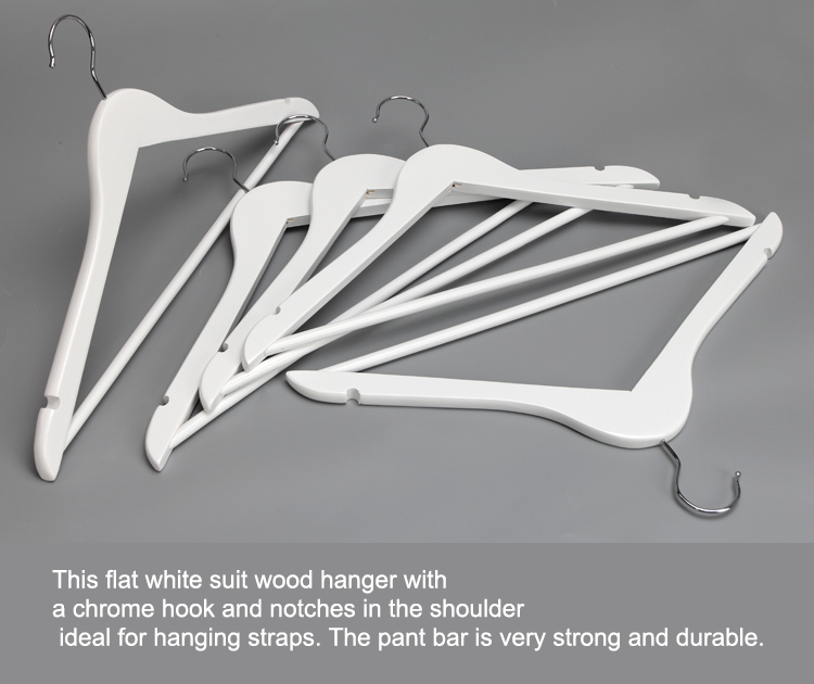 LINDON White Wooden Hangers Classical Standard Adult Solid Wood White Hanger Clothes Hangers with Pant Bar