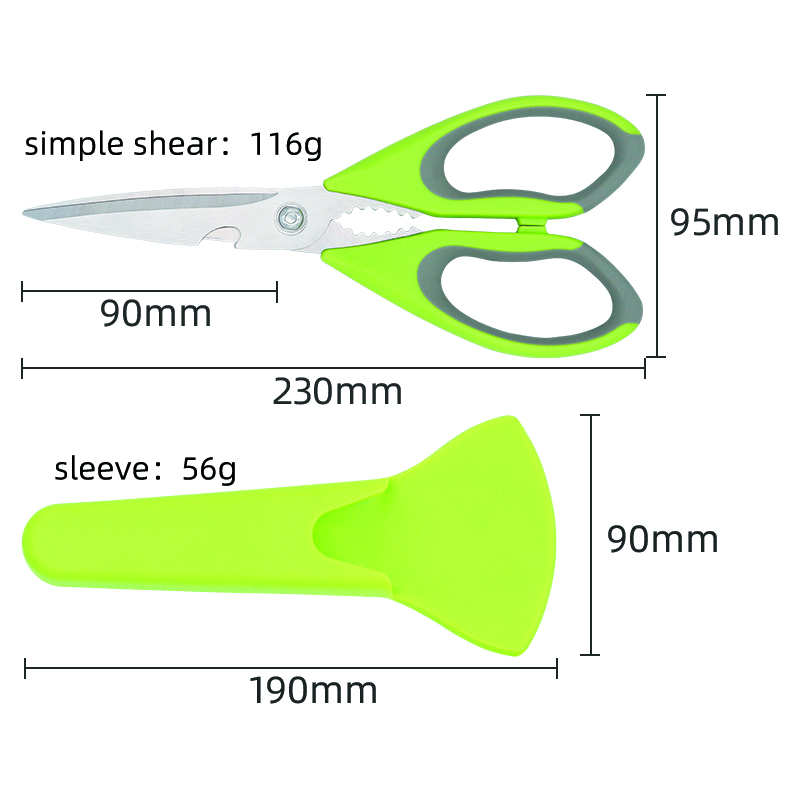 rubber handle stainless steel red fish cutting magnetic holder multi cut kitchen scissors