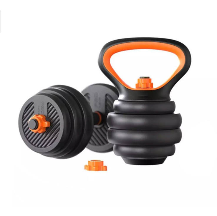 New style 6 in 1 barbell dumbbell kettle bell adjustable dumbbell set