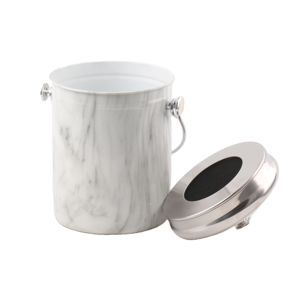 5L round marble effect kitchen stainless steel recycle bin counter top compost bin