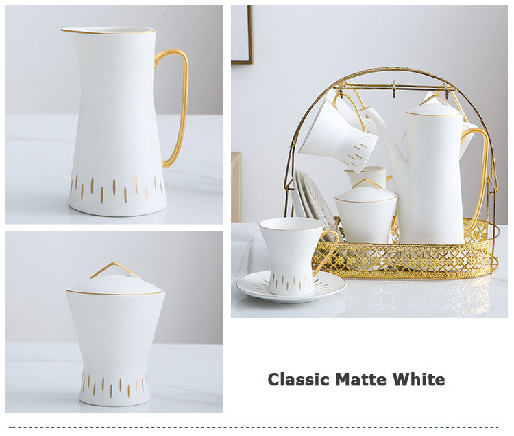 European Style Color Glaze Gold Line Afternoon Tea Black Tea Scented Tea Coffee Pot Set
