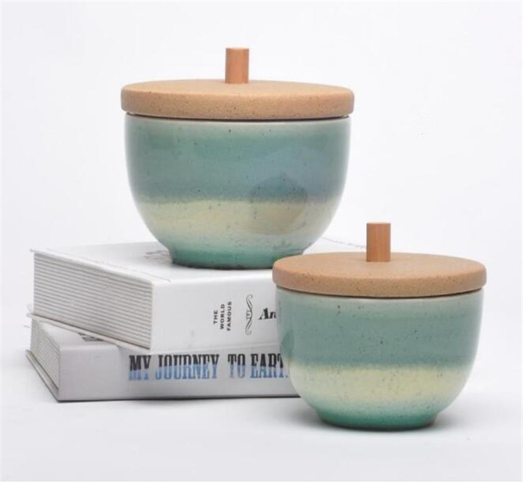 Hot sale unique sesame glaze hand painted luxury ceramic candle container for wholesale