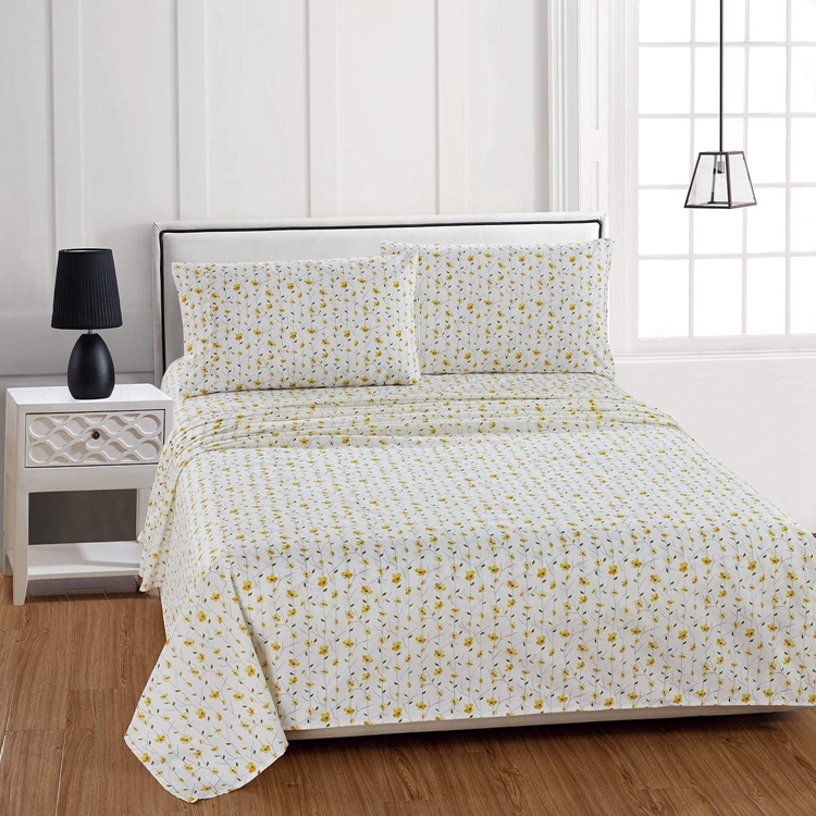 2020 Newest 100% Polyester Microfiber Printed Cover Bedding Sheets Bed Set Red