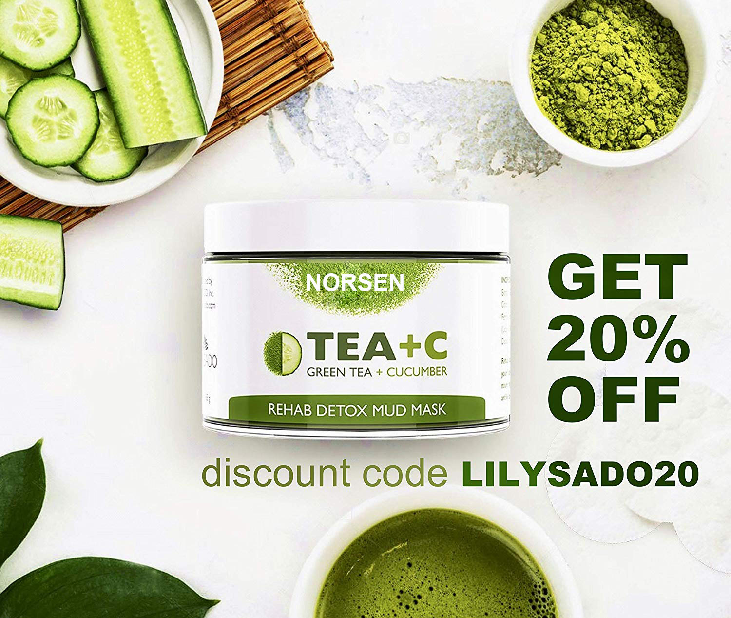 Organic Green Tea Matcha & Cucumber Detox Mud Mask High Quality Natural Plastic Bottle Female 3 Years Sample Size 30 Days 250g