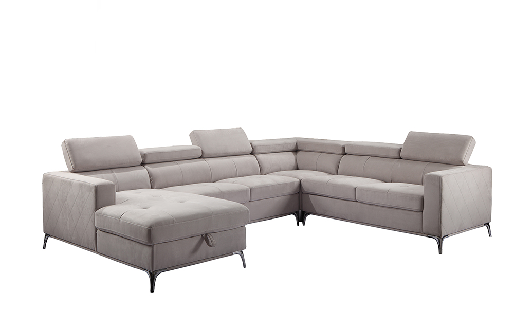 Modern Living room sofa fabric sectional sofa couch with headrest and storage