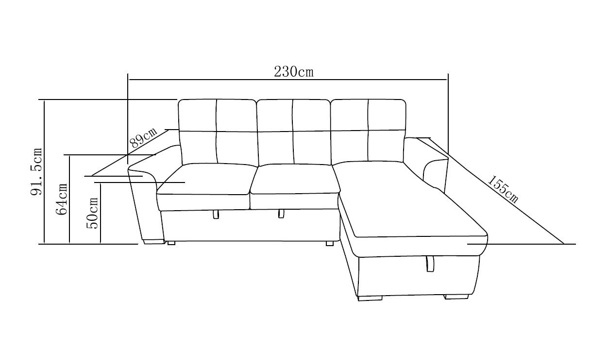 Modern fashion living room sofa Comfortable style Home furniture 2 Seater sofa bed with chaise Sofa