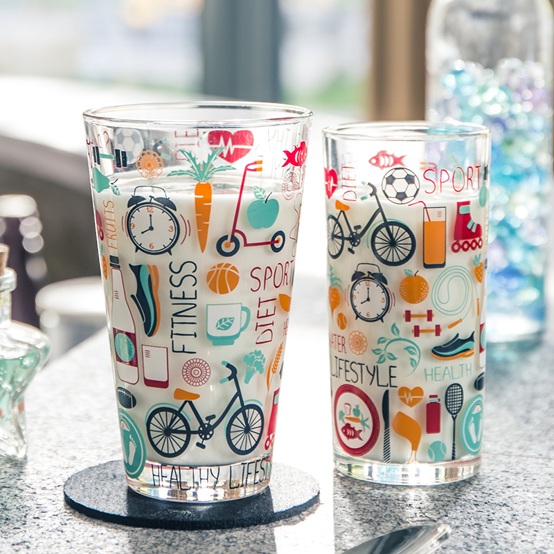 New design special unique style high quality color painted glass cup