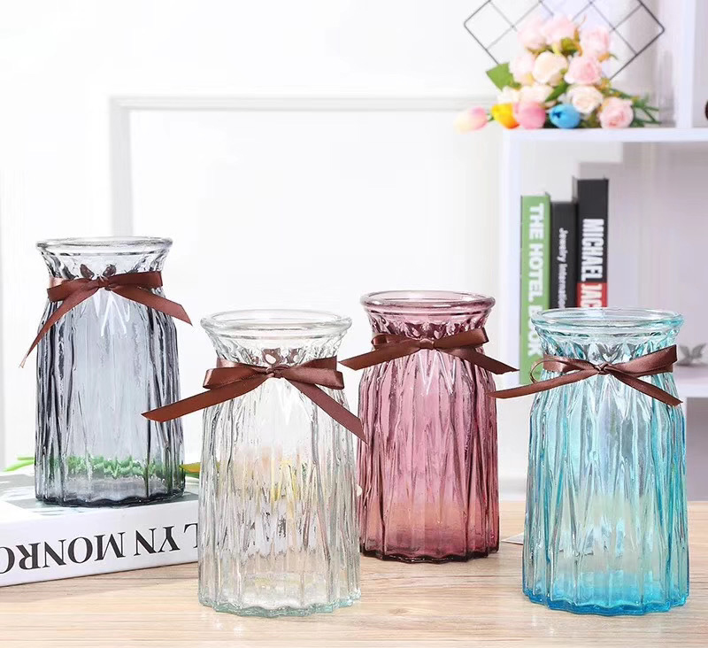 Creative Flower Decoration Glass Clear Bottle Shape Vase For Home