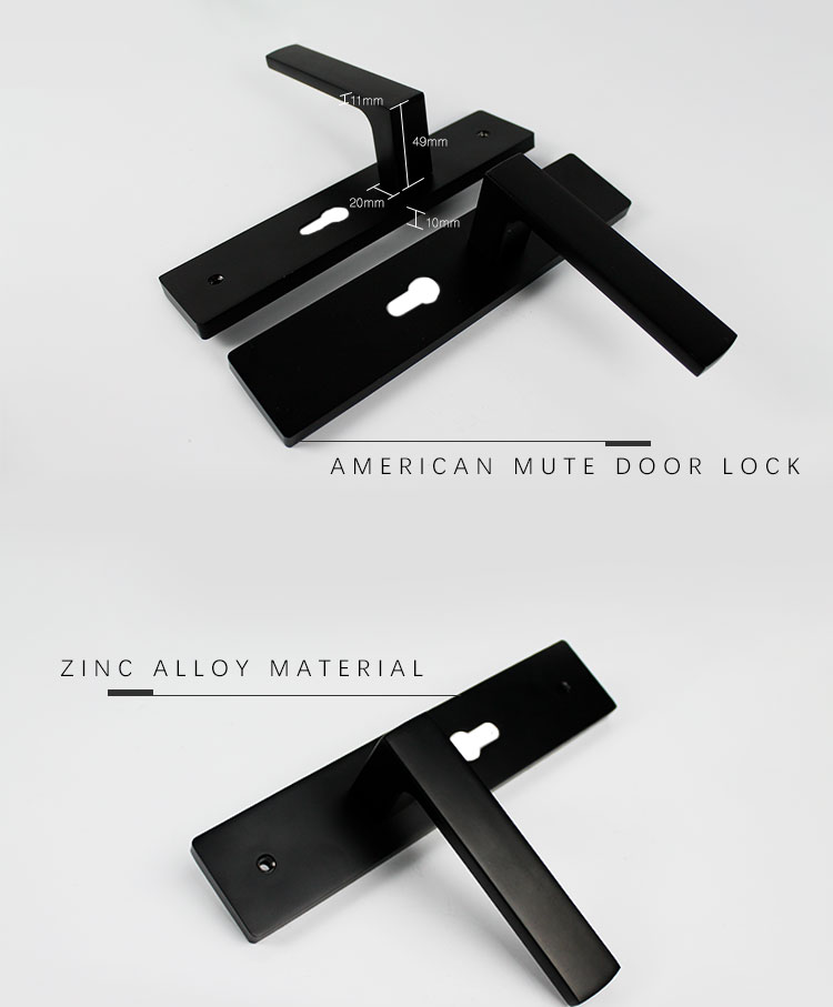 Factory Wholesale Mortise Door Lever  Black Handle On Plate