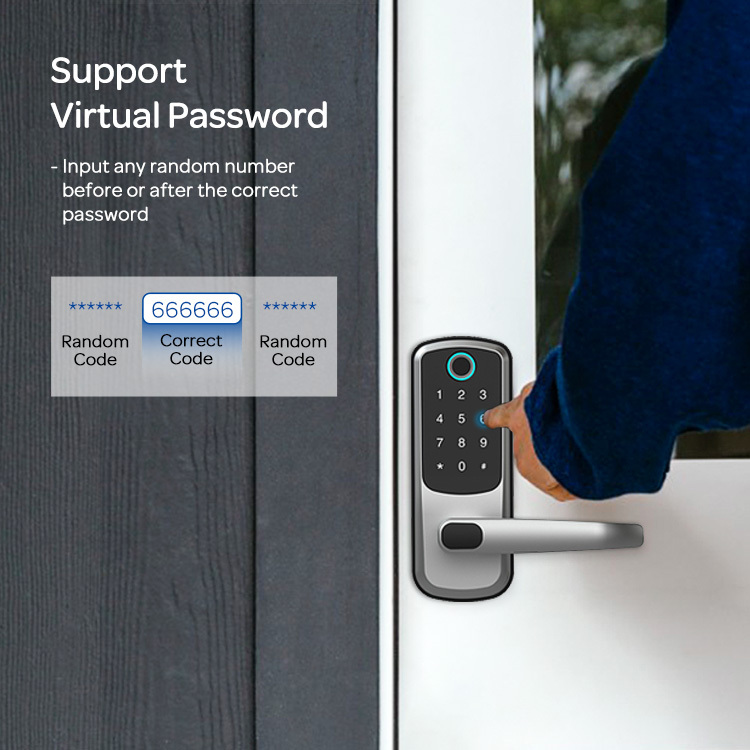 Safety Electric APP Fingerprint Card Code Combination Smart Door Lock with Touch-Screen Keypad
