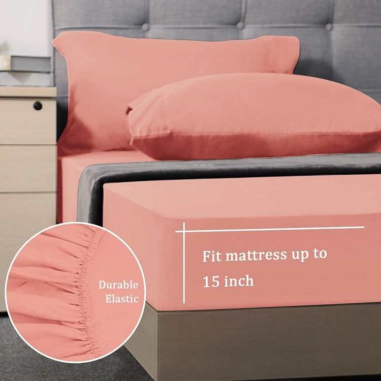 mellanni bed sheet set Factory Supply 100% Polyester Microfiber Solid Bedding Luxury Bed Sheet Set