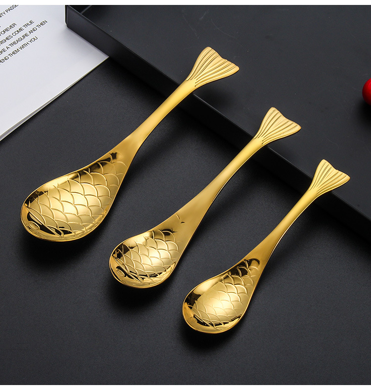 Christmas Cute Serving Spoon Fish Shape Decorative Stainless Steel Spoon Set