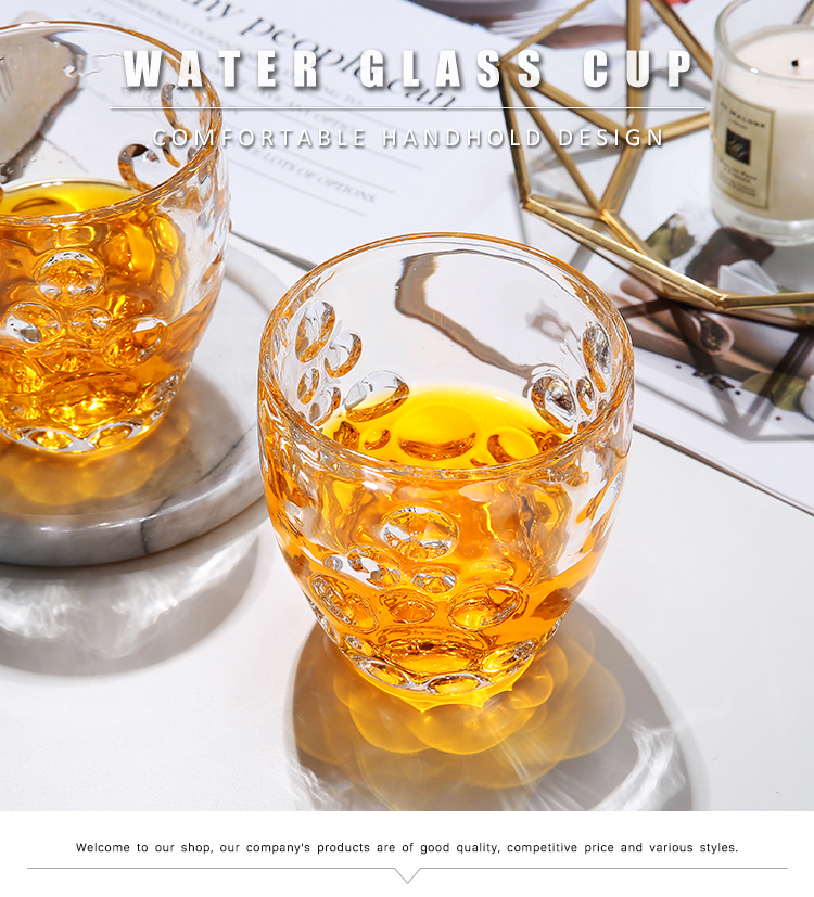 Promotion rock 6pcs set bulk glasses printed stripe dot round juice cup arabic clear glass tea cups