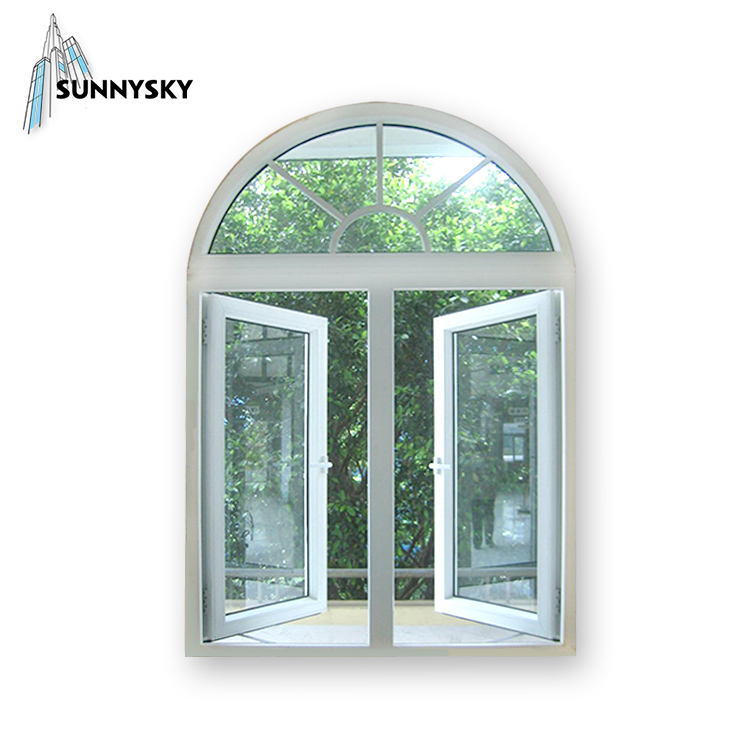 Classic vinyl u value round top UPVC casement extension crank window