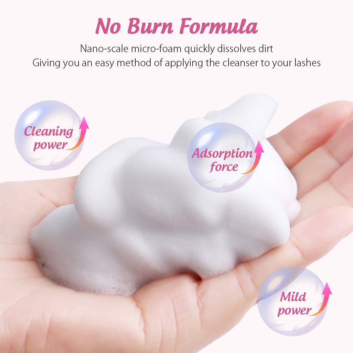 Private Label Eyelash Extension Cleanser Eyelid Foaming Cleanser Lash Foam Shampoo for Extensions Fur PBT Mink Hand Made 3 Years