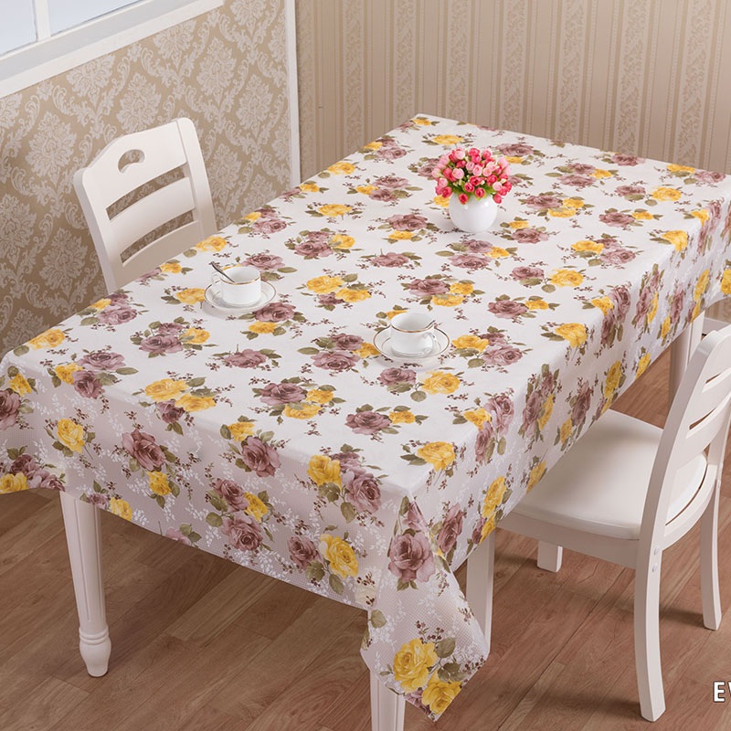 Restaurant Floral Embroidered PEVA Luxury Tablecloth for Wedding Events