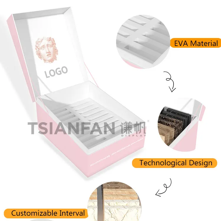 Acrylic Cardboard Custom Design Sample Book Color Display Aluminum Suitcase Stone Specimen Case Tile Show Box