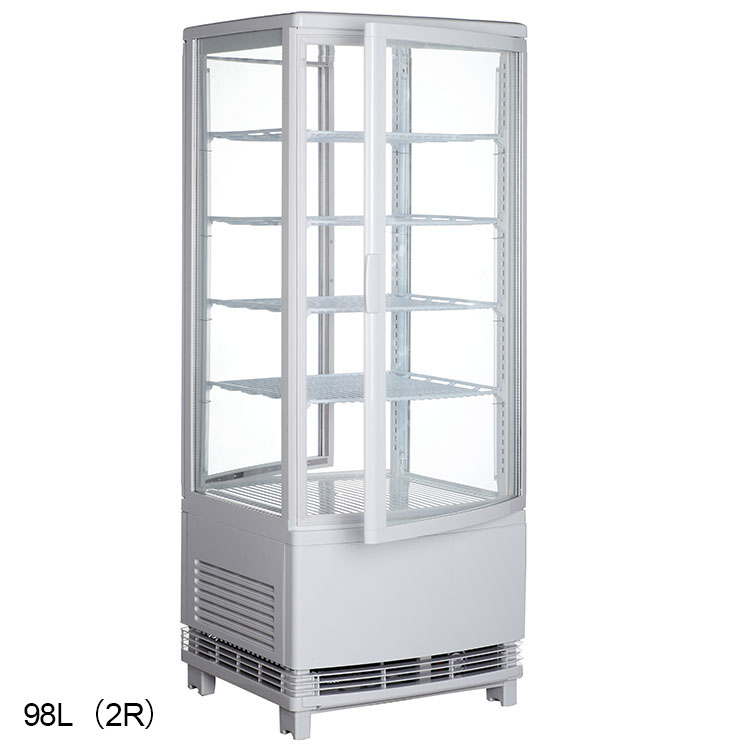 98L(2R) Four Sides Glass Door Cold Storage Drink Cake Pastry and Dessert Commercial Display Vertical Showcase