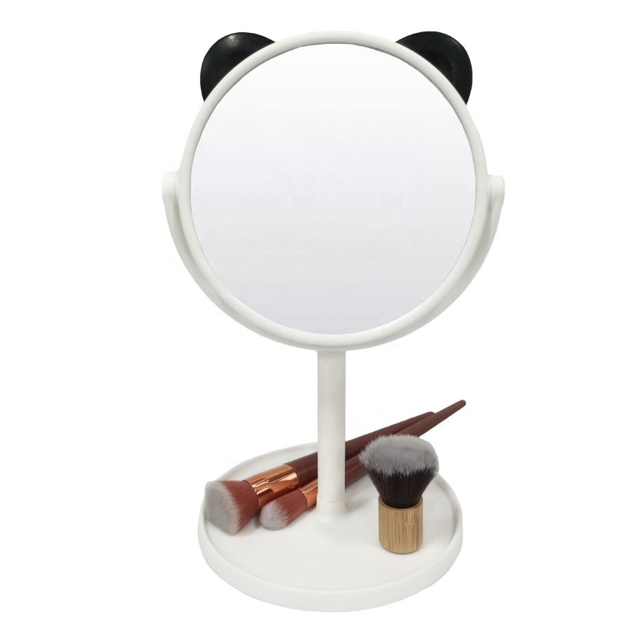 Vanity Makeup Mirror With Panda Ear Foldable Double-Sided Cosmetic Standing Table Mirror