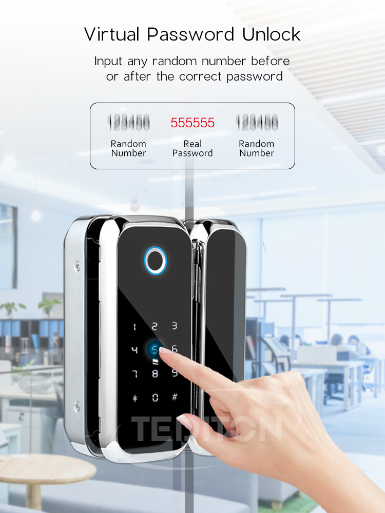 TTlock WiFi App Digital Electronic biometric Fingerprint glass door lock