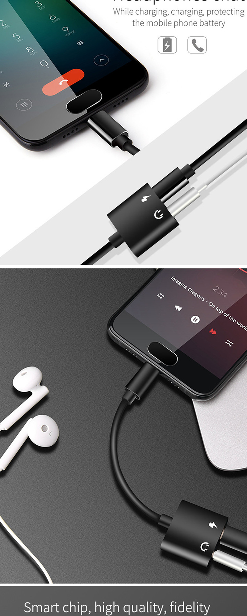 3.5mm AUX Audio Cable 2 in 1 USB Type C Charge Audio Adapter für Leeco Le Max 2/Pro Headphone Car USB-C Charger Cable für Xiaomi