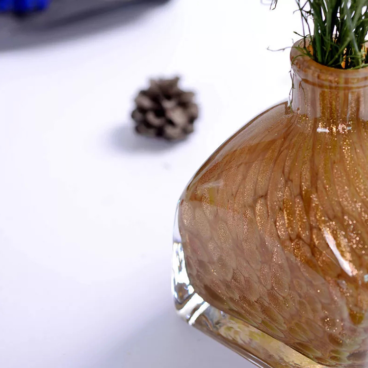Mini small color european style hand made art  decoration thick bottom flower glass vase package