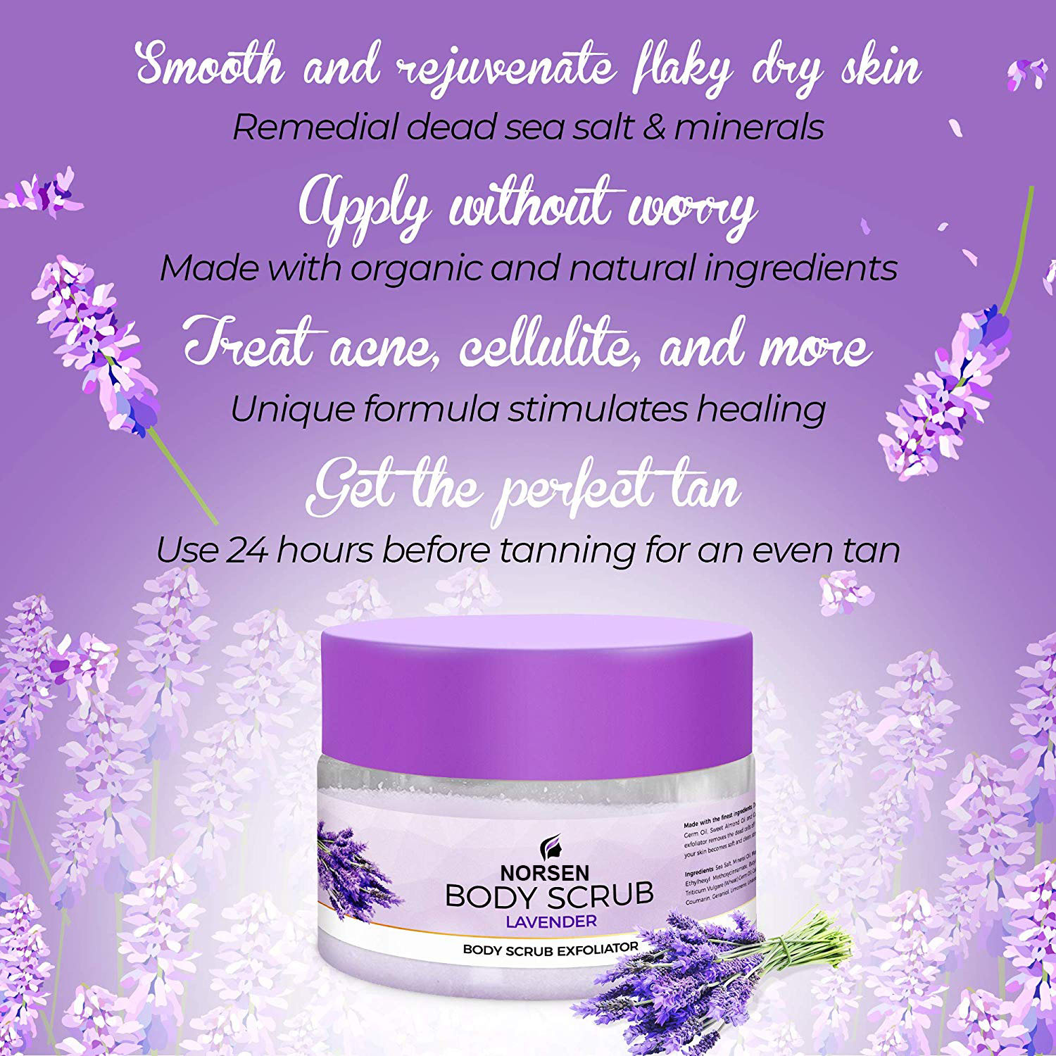 Private Label Organic Remove Dead Skin Exfoliator Lavender Body Scrub