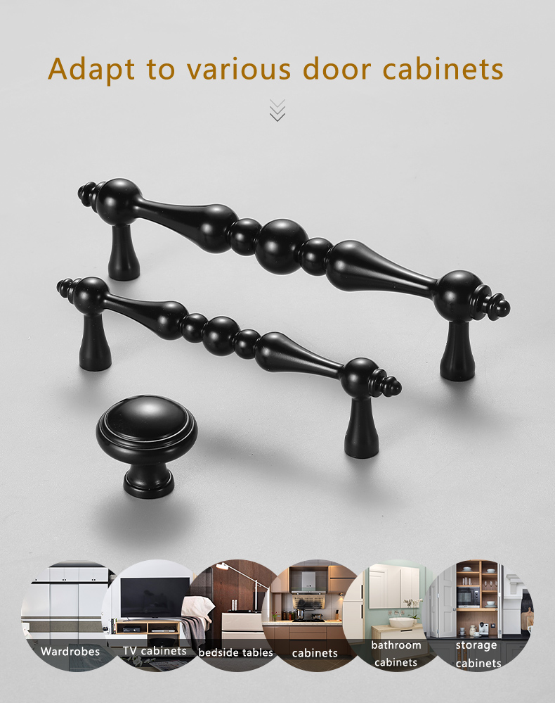 Furniture Hardware Pull Metal Drawer Zinc Handle Furniture Cabinet Black Handle