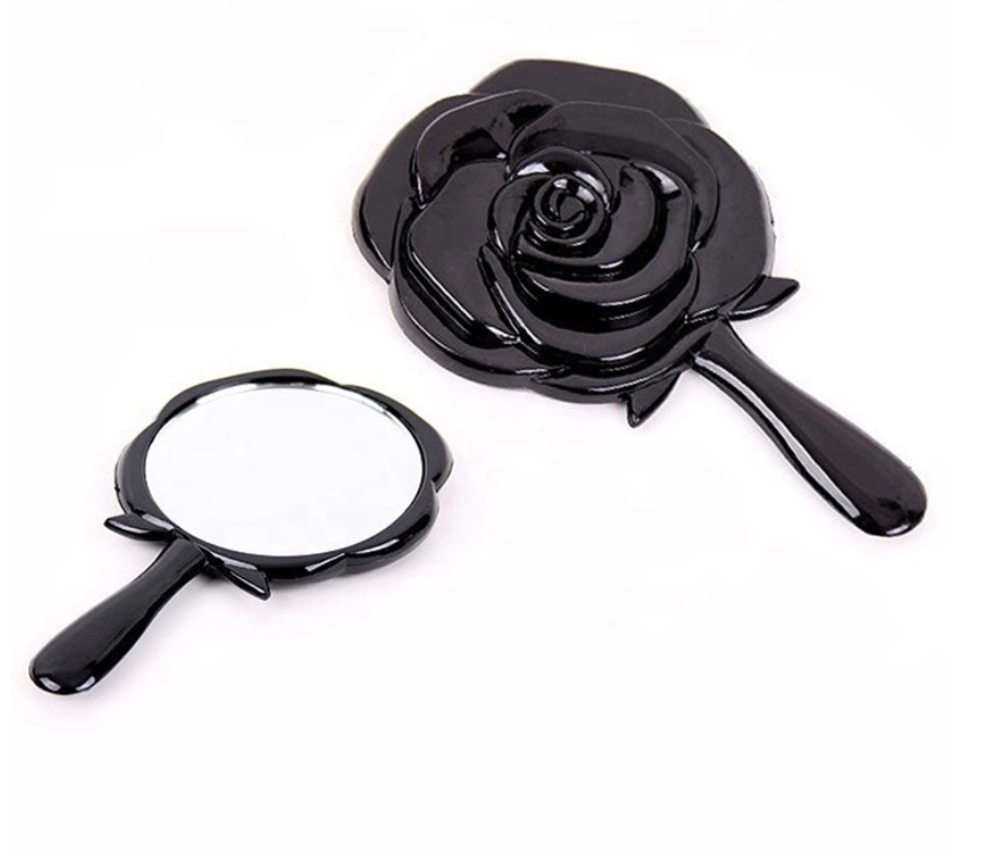 Rose Flower Shape Single Side Plastic Mini Handheld Makeup Cosmetic Mirror For Gifts