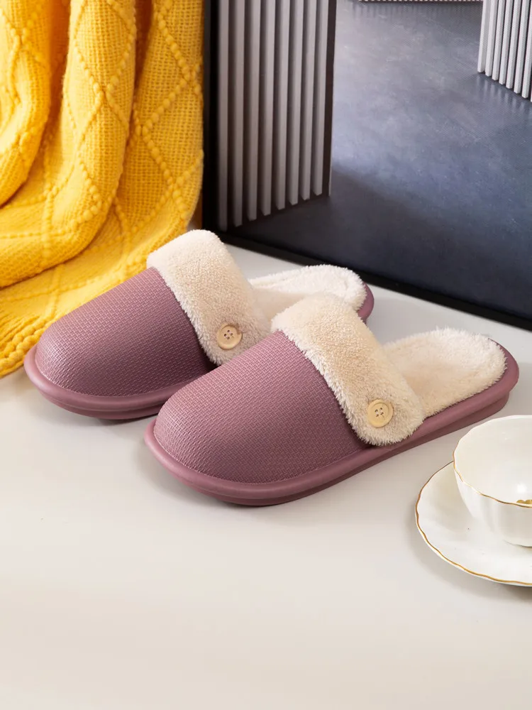 Women Plush Slippers Slip On Platform Waterproof Pvc Men Slipper Casual Footwear