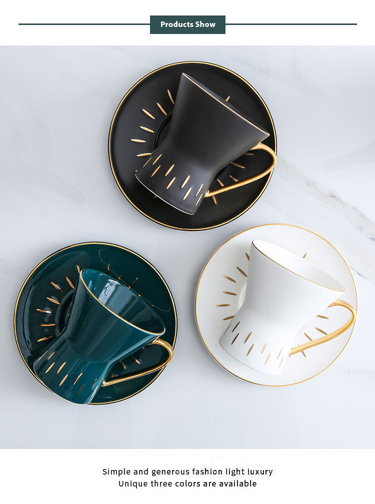 European Style Color Glaze Gold Line Afternoon Tea Black Tea Scented Tea Coffee Pot Set