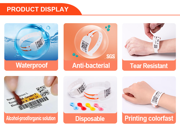 OEM and ODM Wholesale custom PVC disposable thermal hospital patient id wristbands medical id bracelets for newborn