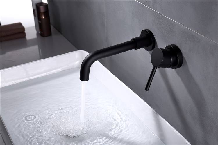 Wholesale Stainless Steel 304 Single Lever Hot and Cold Water in-wall Basin Faucet Sink Mixer Taps by black color