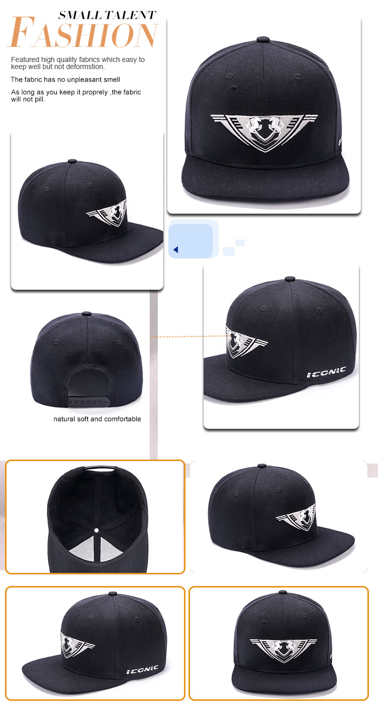Custom embroidered logo adjustable rebound 6-panel baseball cap personalized cap