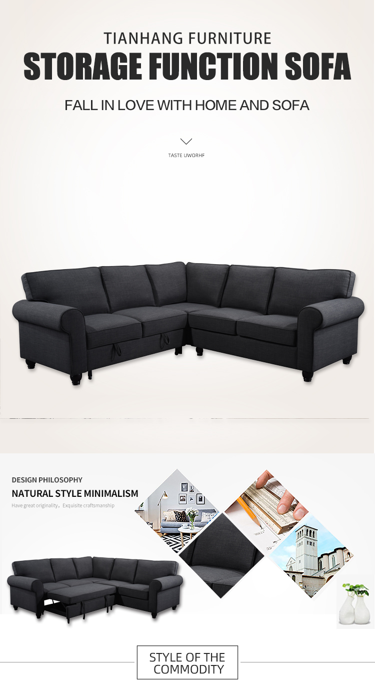 fabric l shape sofa cum bed high quality corner sofa bed factory wholesale