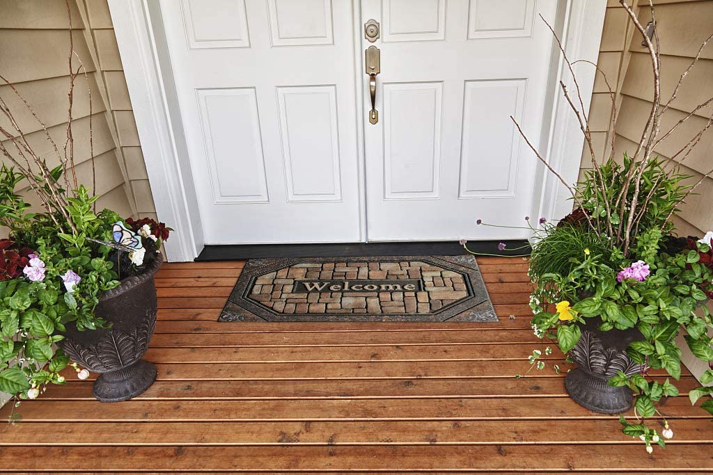 Outdoor Welcome Mats for Front Door Entrance Non Slip Rubber Door Mat Heavy Duty Doormat Shoes Scraper Indoor Low-Profile Mats f