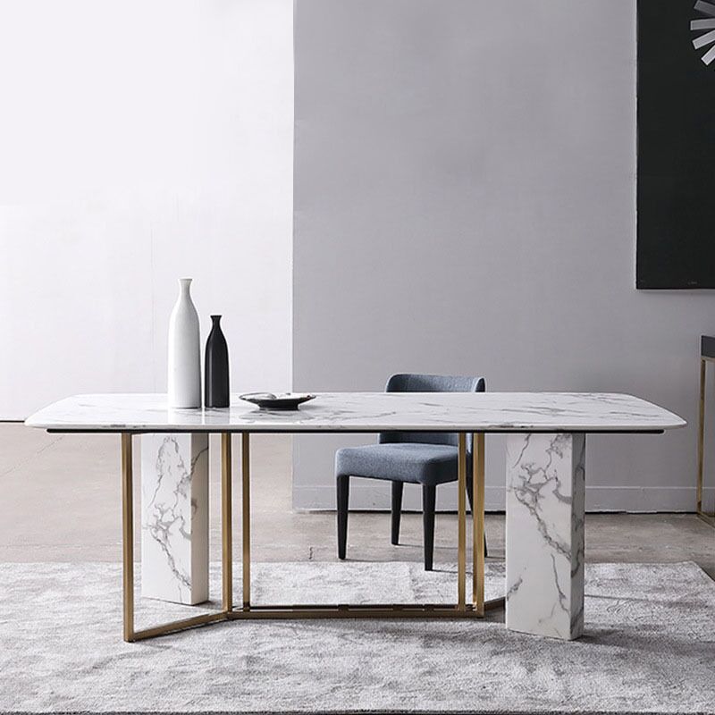 Best Selling dining room Furniture Modern Marble dining table rectangular shape stainless steel restaurant dining room tables