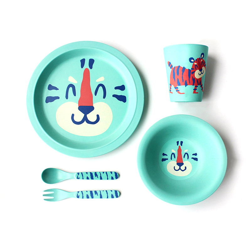 Hot sales Bamboo fiber Kids dinnerware set Plastic Dinner Table Set