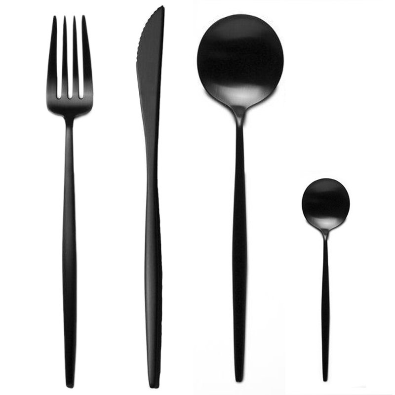 Bulk Black Plated Flatware Sets 18/10 Silverware Set Tableware Sets Wholesale