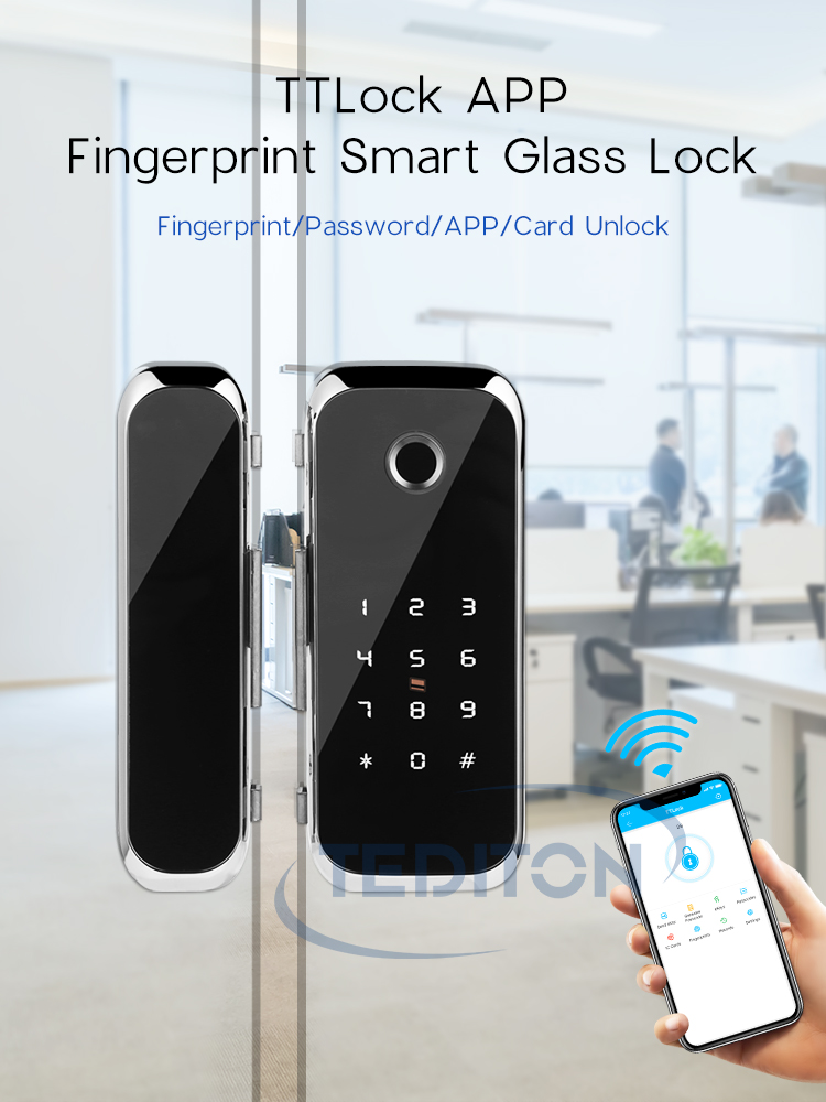 TTlock WiFi App Digital Electronic biometric Fingerprint glass door lock