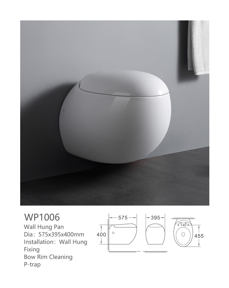 WP1006 China manufacturer round wall mounted water closet porcelain wc toilet bowl
