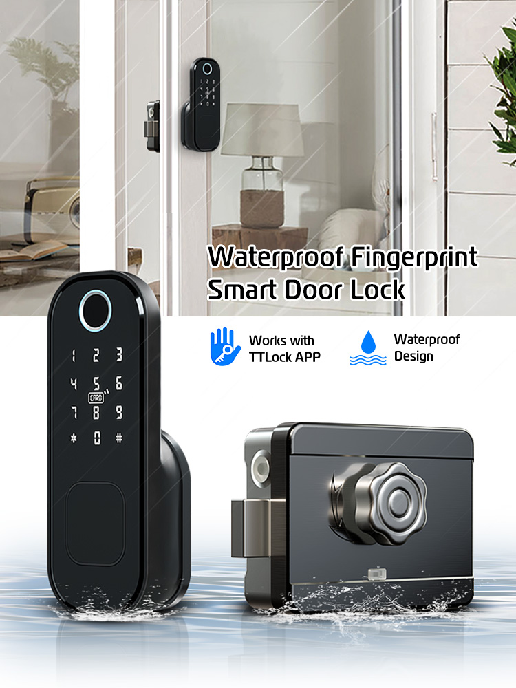 Waterproof ttlock APP wireless electric intelligent smart Digital Rim door lock for outdoor gate lock