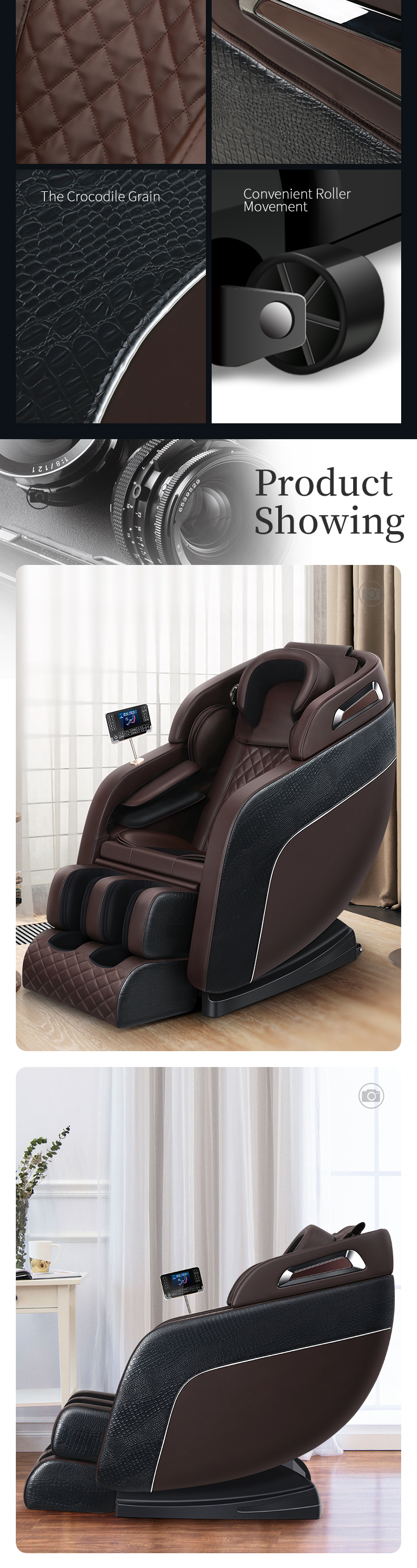 Jare S5 China Electric Relax Adjustable Reclining Massage Heating Automatic Airbag Back Vibration Massage Chair