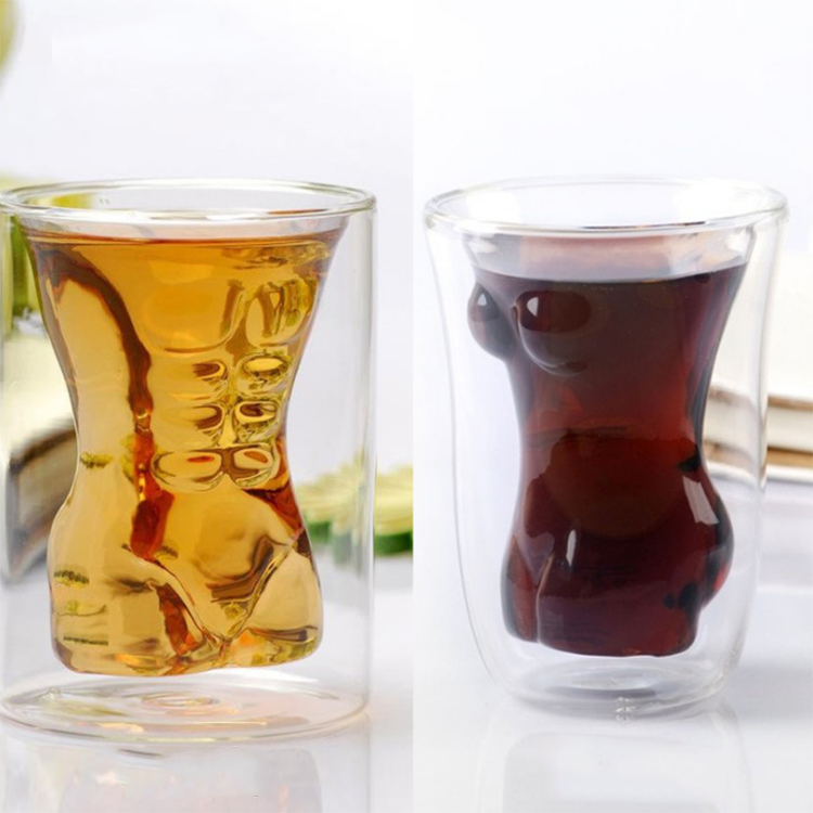 Creative Clear Double Wall Glass Wine Beer Whisky Cocktail Cup Bar Shot Glasses