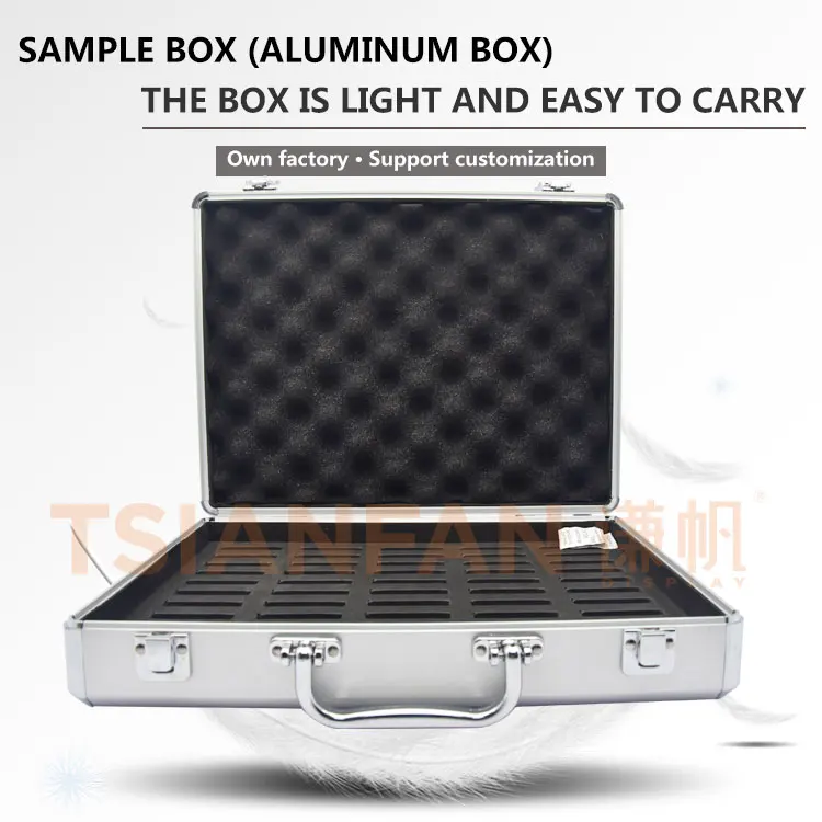 Tsianfan Luxury Frames Product Suitcase Canvas Carry Case Cardboard Custom Design  Sample Book Color Stone Display Box