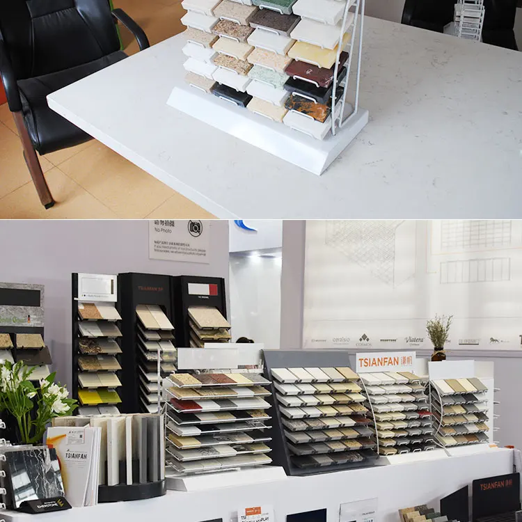 Rotatable Stand Sliding Cassette Outdoor Wood Tile Desktop Acrylic Display Box Quartz Stone Sample Display Rack