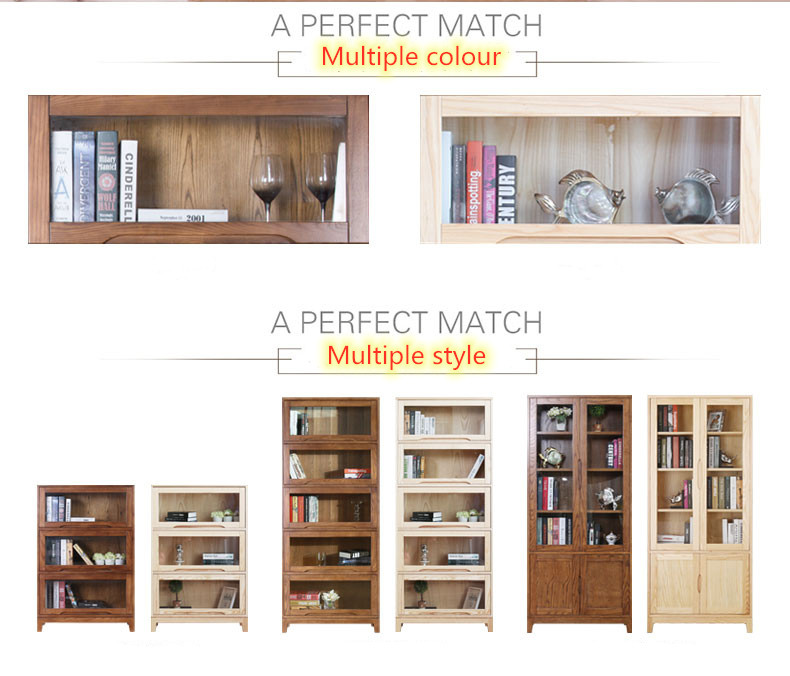 high quality solid wood for office and home bookcase bookshelf with door