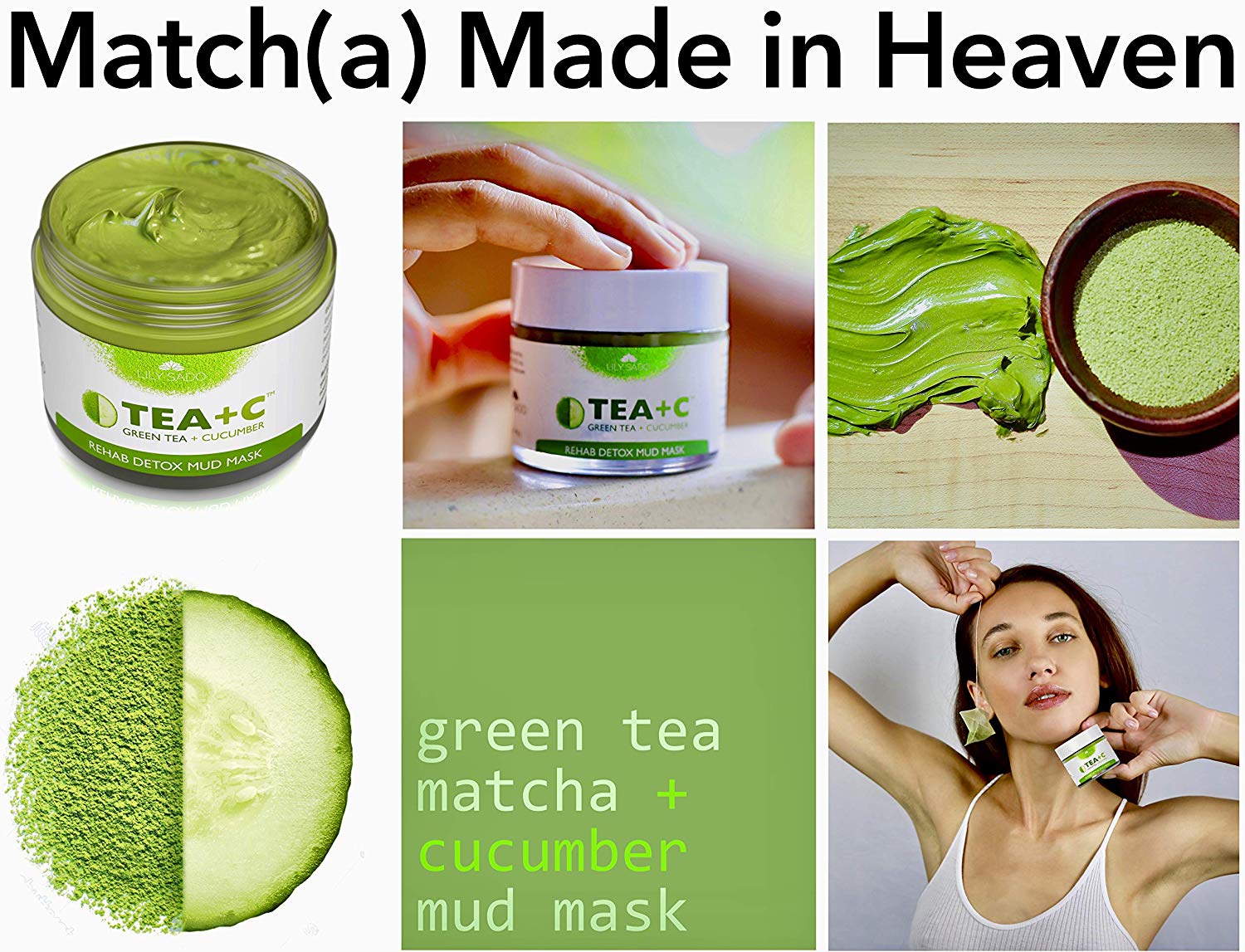 Organic Green Tea Matcha & Cucumber Detox Mud Mask High Quality Natural Plastic Bottle Female 3 Years Sample Size 30 Days 250g