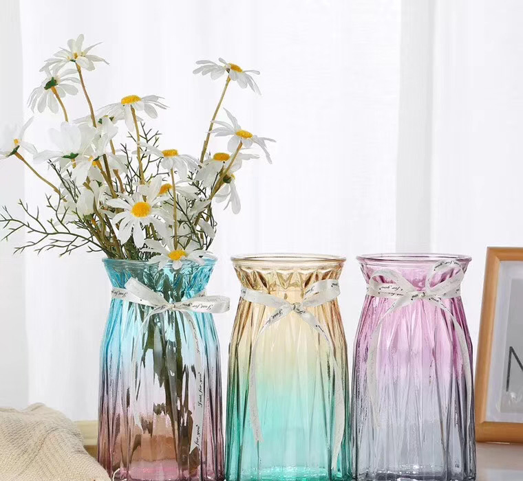 Creative Flower Decoration Glass Clear Bottle Shape Vase For Home